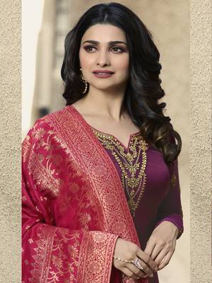Wine embroidered satin salwar 2