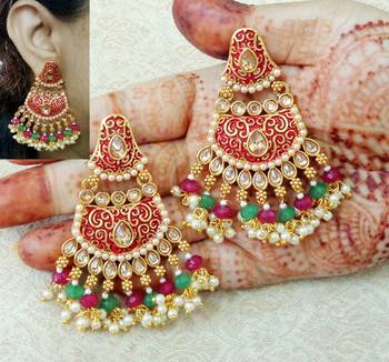 Lalso Designer Multicolour Meenakari Pearl Chandbali Earrings - LME15_MG 1