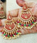 Lalso Designer Multicolour Meenakari Pearl Chandbali Earrings - LME15_MG