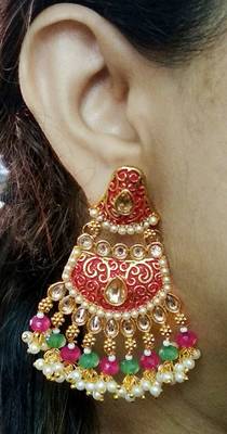 Lalso Designer Multicolour Meenakari Pearl Chandbali Earrings - LME15_MG 3