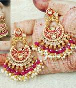 Lalso Designer Maroon Meenakari Pearl Chandbali Earrings - LME16_MR