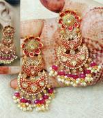 Lalso Designer Maroon Meenakari Pearl Chandbali Earrings - LME18_MR