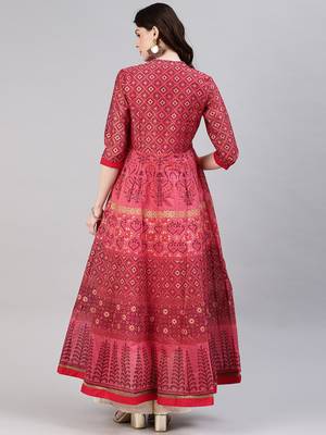 Coral printed chanderi ethnic-kurtis 3