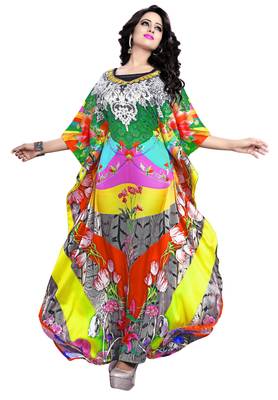 Justkartit Women'S Digital Printed Satin Silk Kaftan For Women 1