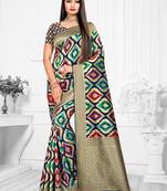 Navy blue woven art silk saree with blouse