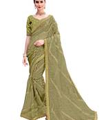 Olive woven organza saree with blouse