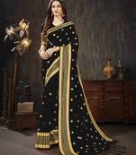 Black embroidered art silk saree with blouse