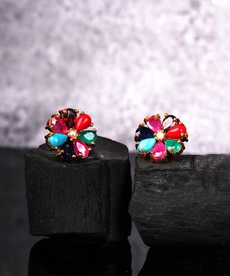 Multicolor american diamonds studs 2