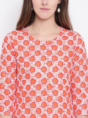Orange Geometric Print Cotton Blend Kurta Palazzo Set 5