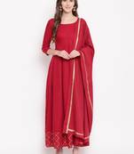 Maroon trianglekd set ethnic-kurtis rayon maroon