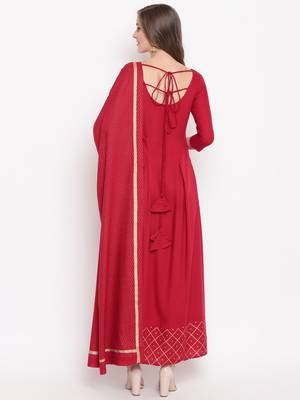 Maroon trianglekd set ethnic-kurtis rayon maroon 2