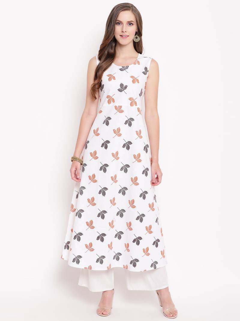 Blue block jacket ethnic-kurtis cotton white