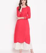 Peach gold kpl set kurtas-and-kurtis rayon pink