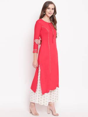 Peach gold kpl set kurtas-and-kurtis rayon pink 4