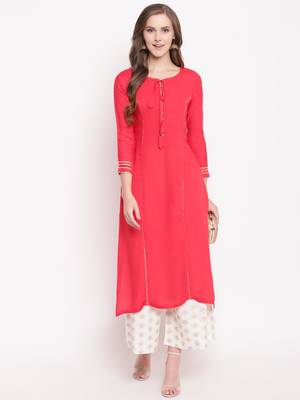 Peach gold kpl set kurtas-and-kurtis rayon pink 5