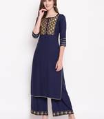 Navy zari kplset kurtas-and-kurtis rayon navy-blue
