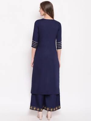 Navy zari kplset kurtas-and-kurtis rayon navy-blue 2