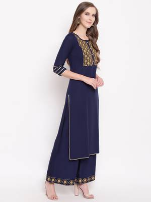 Navy zari kplset kurtas-and-kurtis rayon navy-blue 4