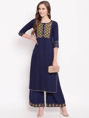 Navy zari kplset kurtas-and-kurtis rayon navy-blue 5