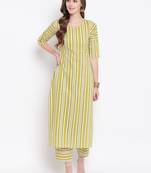 Green Lining Printed Cotton Straight Kurta Pant Set