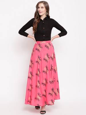 Figure lahanga set kurtas-and-kurtis rayon black 1