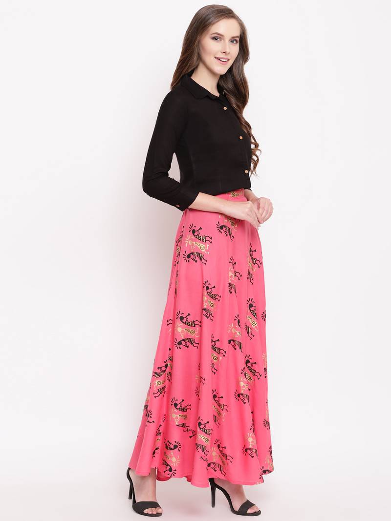 Figure lahanga set kurtas-and-kurtis rayon black