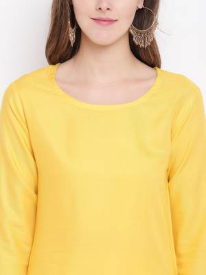 Yellow Solid Rayon Straight Kurta Pant & Dupatta Set 5