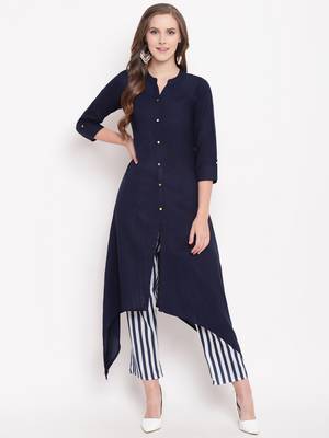 Navypantkpset kurtas-and-kurtis rayon navy-blue 1