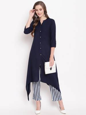 Navypantkpset kurtas-and-kurtis rayon navy-blue 5