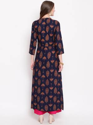 Pinkumbrellakplset kurtas-and-kurtis rayon navy-blue 2