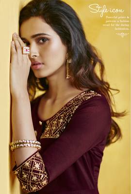 Maroon embroidered silk salwar 2