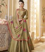 Olive embroidered silk salwar
