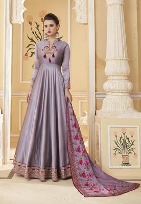 Lavender embroidered silk salwar 1