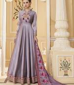 Lavender embroidered silk salwar