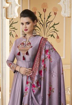Lavender embroidered silk salwar 2
