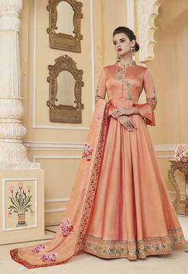 Orange embroidered silk salwar 1