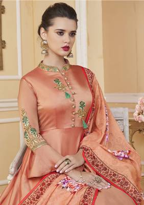 Orange embroidered silk salwar 2