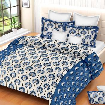 Pure Cotton Multicolour King Size Double Bed Bedsheet With Pillow Cover 1
