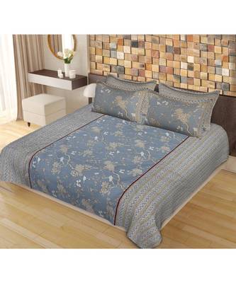 Pure Cotton Multicolour King Size Double Bed Bedsheet With Pillow Cover 1