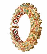 Multicolor Gold Plated Brass Handmade Jadau Kundan Meenatraditional Bangle For Women And Girls