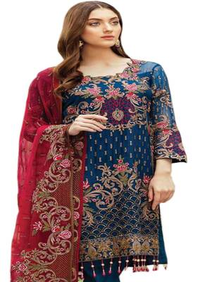 Dark Blue Embroidered Georgette Salwar 1