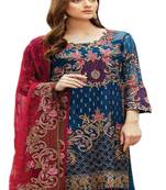 Dark Blue Embroidered Georgette Salwar