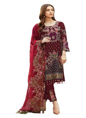 Maroon Embroidered Georgette Salwar 1