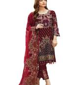 Maroon Embroidered Georgette Salwar