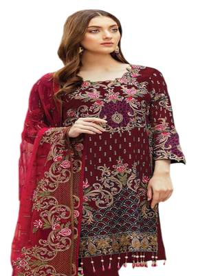 Maroon Embroidered Georgette Salwar 2