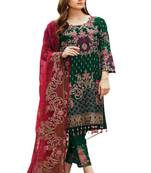 Dark Green Embroidered Georgette Salwar