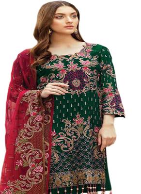 Dark Green Embroidered Georgette Salwar 2