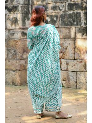 green block print cotton kurta sets 2