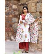 maroon block print cotton kurta sets