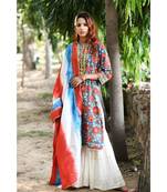 red block print cotton kurta sets